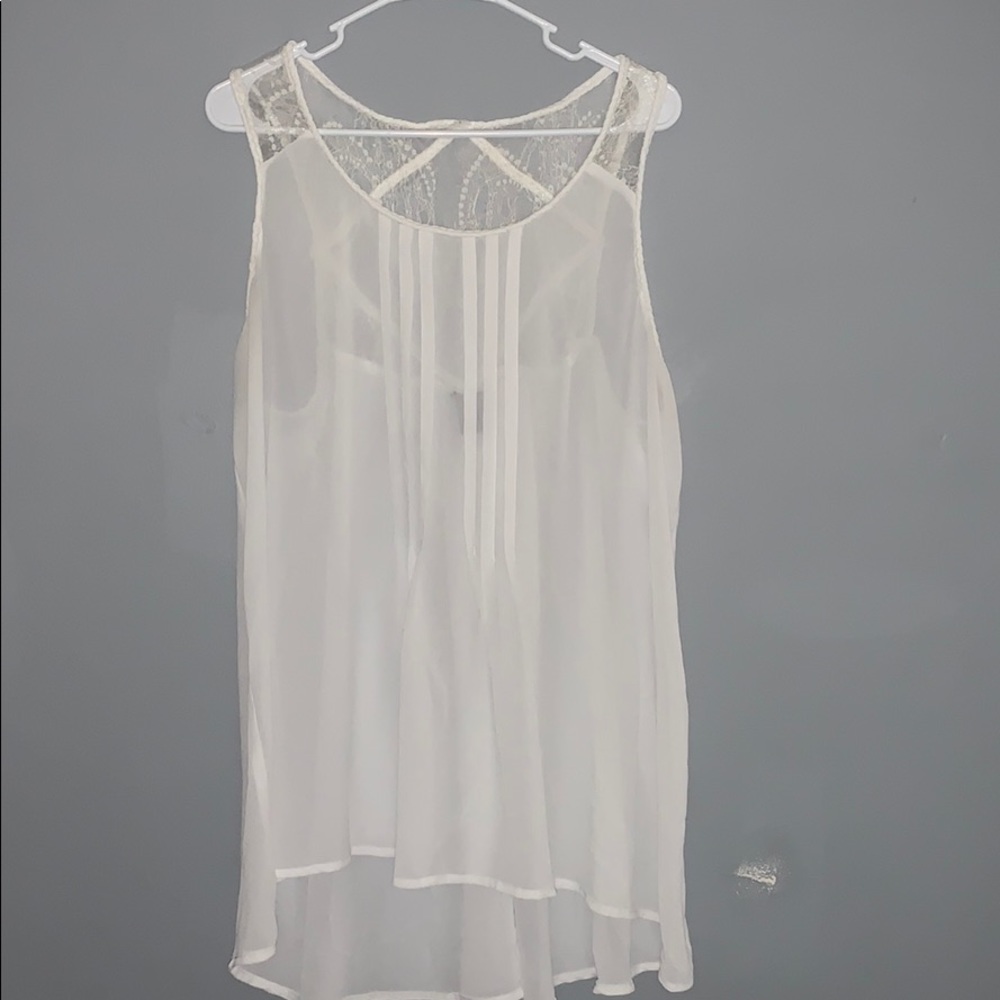 Torrid Size 2 White Tank Top with lace back